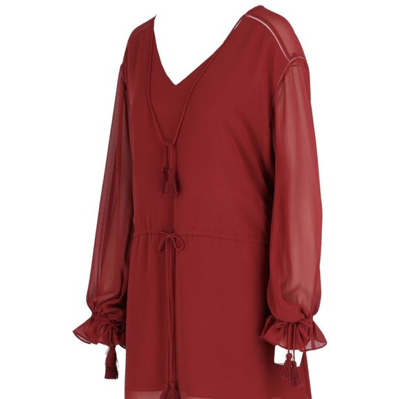 Cute Haute Hippie Merlot Boho Georgette Mini Dress - Wear with heels or leggings - Picture 4 of 13